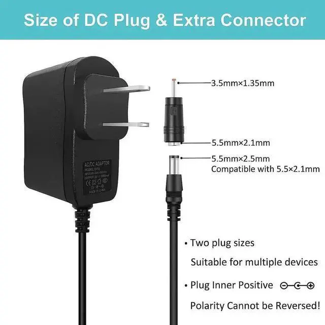 Alt view image 2 of 6 - DC 5V 1A 5W AC DC Power Supply Adapter, 50/60Hz Input with Dual DC Plugs 3.5x1.35mm & 5.5x2.5mm Male Connectors, Universal 1000mA Wall Charger for Small Electronic Devices
