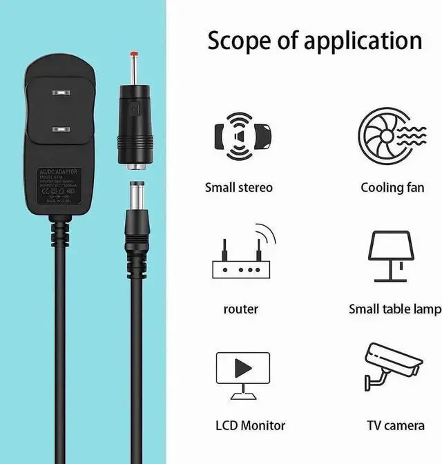Alt view image 6 of 6 - DC 5V 1A 5W AC DC Power Supply Adapter, 50/60Hz Input with Dual DC Plugs 3.5x1.35mm & 5.5x2.5mm Male Connectors, Universal 1000mA Wall Charger for Small Electronic Devices