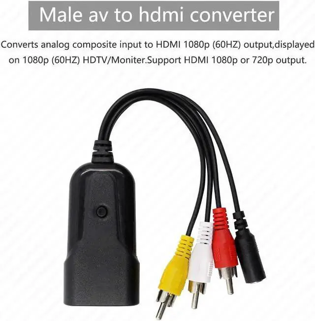 Alt view image 4 of 6 - RCA AV to HDMI Composite Video Converter Adapter, Supports 1080P Output with Power Supply, Analog to Digital Signal Transcoder for PS1 PS2 PS3 Wii Wii U SEGA Retro Game Consoles