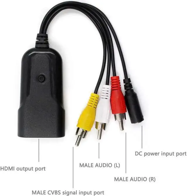 Alt view image 6 of 6 - RCA AV to HDMI Composite Video Converter Adapter, Supports 1080P Output with Power Supply, Analog to Digital Signal Transcoder for PS1 PS2 PS3 Wii Wii U SEGA Retro Game Consoles