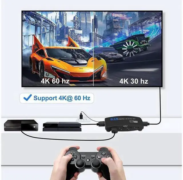 Alt view image 6 of 7 - 5 Ports HDMI 2.0 Switch 4K@60Hz 4K HDR Switcher Selector with IR Remote Control, 18.5Gbps Bandwidth Supports Dolby Vision, HDR10, HDCP 2.2 and 3D for HDTV, Game Consoles, Streaming Devices