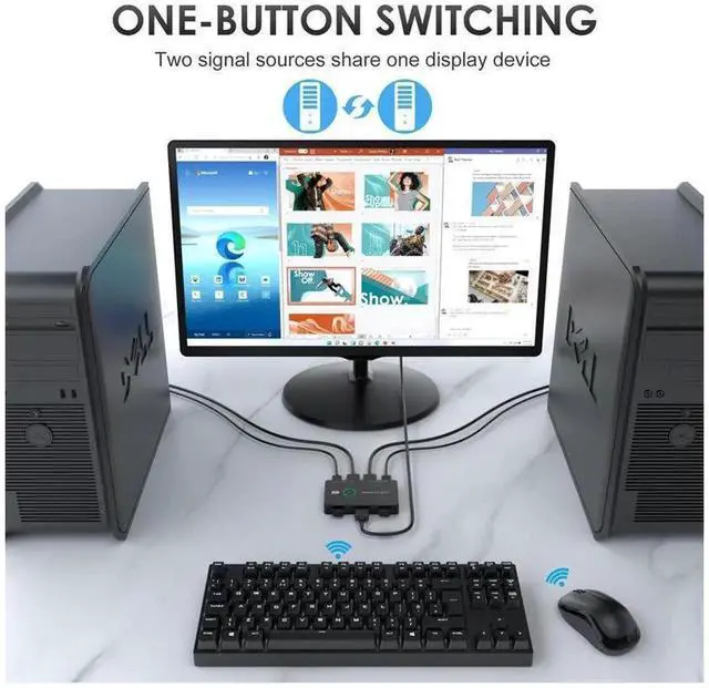 Alt view image 5 of 7 - 2 Port 4K USB HDMI KVM Switch Box, 2-in-1 HDMI & USB Peripheral Sharing Selector, Allows 2 PCs to Share One Monitor, Keyboard, Mouse and USB Devices with eokCXOY Label
