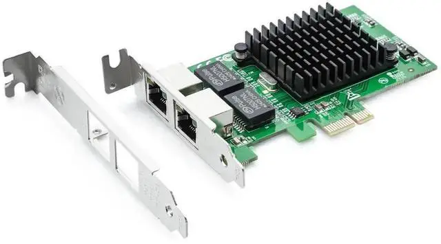 Main image of Dual Port Gigabit PCIe 2.1 X1 Ethernet Card with Intel 82576 Chip, 2 RJ45 Ports LAN Adapter Equivalent to Intel E1G42ET, Low Profile Bracket Included, Compatible with Windows, Windows Server & Linux