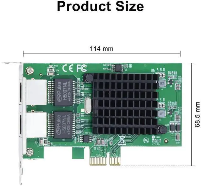 Alt view image 7 of 7 - Dual Port Gigabit PCIe 2.1 X1 Ethernet Card with Intel 82576 Chip, 2 RJ45 Ports LAN Adapter Equivalent to Intel E1G42ET, Low Profile Bracket Included, Compatible with Windows, Windows Server & Linux
