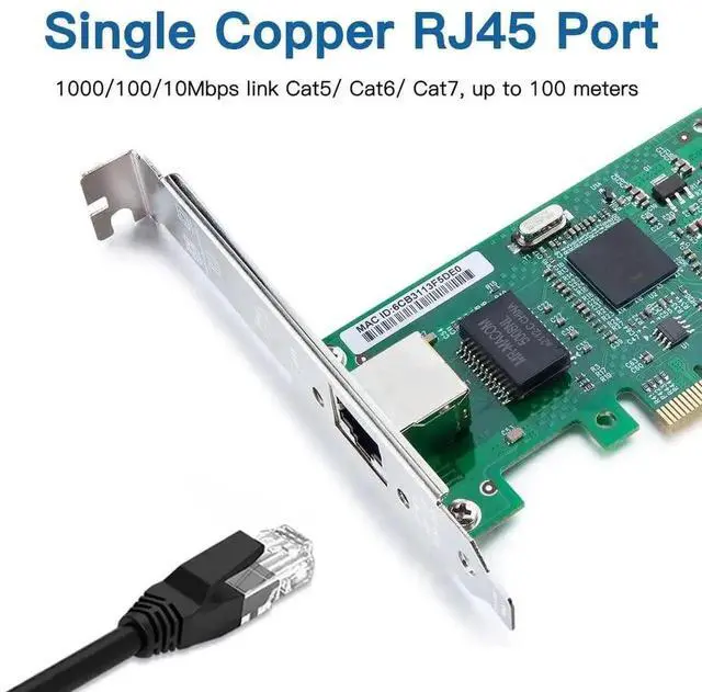 Alt view image 6 of 6 - Intel 82573 Chip Gigabit PCIe Ethernet Network Card, Single RJ45 Port PCIe X1 Gigabit LAN Adapter with Low Profile Bracket, Compatible with Windows, Windows Server & Linux System