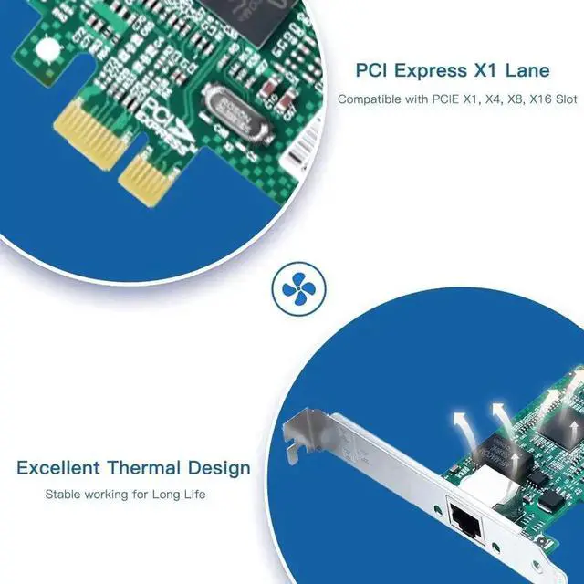 Alt view image 5 of 6 - Intel 82573 Chip Gigabit PCIe Ethernet Network Card, Single RJ45 Port PCIe X1 Gigabit LAN Adapter with Low Profile Bracket, Compatible with Windows, Windows Server & Linux System