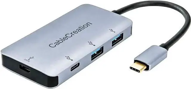 Main image of CableCreation USB C Multiport Hub Thunderbolt 3 Compatible, Type C Adapter with 2 USB 3.0 Ports + 2 USB-C Charging Ports, Space Grey Docking Station for MacBook Pro 2017, Surface Book 2 and More Type