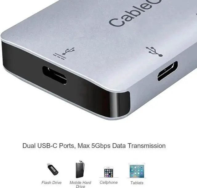 Alt view image 4 of 6 - CableCreation USB C Multiport Hub Thunderbolt 3 Compatible, Type C Adapter with 2 USB 3.0 Ports + 2 USB-C Charging Ports, Space Grey Docking Station for MacBook Pro 2017, Surface Book 2 and More Type