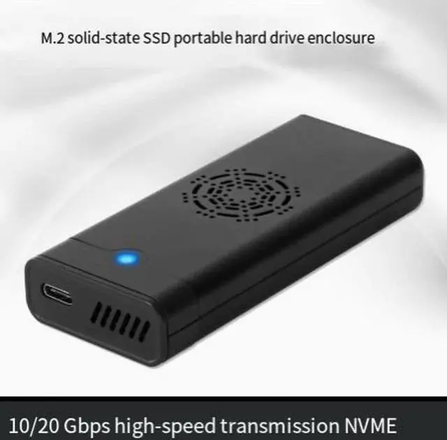 Alt view image 4 of 4 - Dual Protocol M.2 SSD Enclosure with Cooling Fan, 10Gbps/20Gbps Aluminum External Hard Drive Case, Tool-Free Design Supports NVMe and SATA M.2 Drives in 2230/2242/2260/2280 Sizes