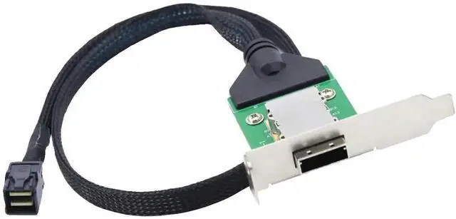 Alt view image 6 of 7 - 50cm Mini SAS SFF-8643 Host to SAS SFF-8088 Female Adapter Cable with Low Profile Bracket for Server RAID Card Storage Array Drives Data Transmission