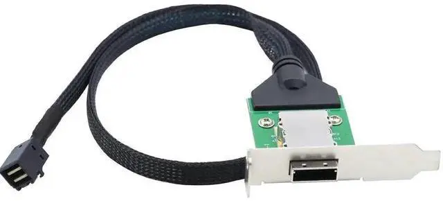 Alt view image 2 of 7 - 50cm Mini SAS SFF-8643 Host to SAS SFF-8088 Female Adapter Cable with Low Profile Bracket for Server RAID Card Storage Array Drives Data Transmission
