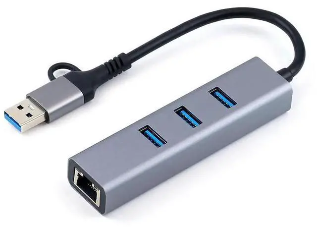 Alt view image 4 of 4 - 4-in-1 USB-C Hub with Gigabit Ethernet RJ45 Port, USB Type-C to USB 3.0 Multi-Port Splitter Adapter, Portable USB-C Docking Station for Laptops and Desktops Network Connection & Peripheral Expansion