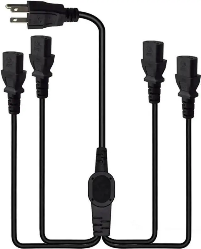 Alt view image 3 of 5 - 3FT Heavy Duty NEMA Power Extension Cord ETL Listed, 18AWG 125V 15A NEMA 5-15P Male Plug to 4 NEMA 5-15R Female Outlets, 15 Amp to 20 Amp Household AC Power Adapter Splitter Cable