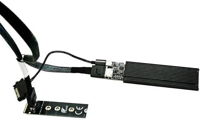 Main image of 50cm PCIe 4.0 M.2 NVMe Extension Cable, NGFF M-Key SSD Extender Card with OCuLink SFF-8611 PCI-Express 4i Shielded Cord for High Speed NVMe Drive Internal Chassis Routing