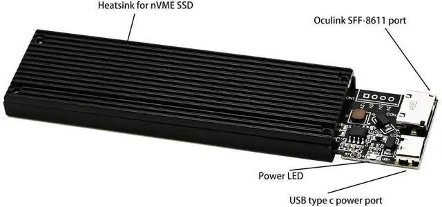 Alt view image 4 of 6 - 50cm PCIe 4.0 M.2 NVMe Extension Cable, NGFF M-Key SSD Extender Card with OCuLink SFF-8611 PCI-Express 4i Shielded Cord for High Speed NVMe Drive Internal Chassis Routing