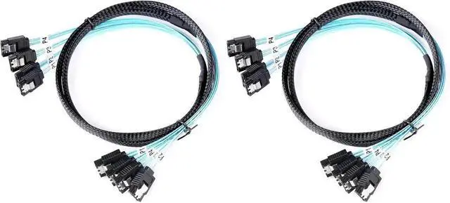 Main image of 2 Pack 1 Meter SATA III 6Gbps Data Cables (4 Pieces Total), 3.3FT SATA 3 High Speed Cord for SSD HDD CD DVD Optical Drives, RAID Array, PC Server and Bitcoin Mining Rig Replacement