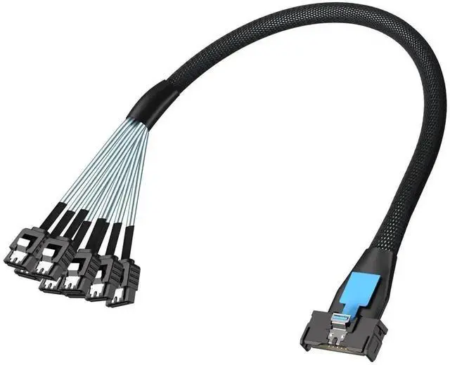 Alt view image 5 of 5 - 0.5M MCIO 8X SFF-TA-1016 to 8 Ports SATA Breakout Cable, Mini Cool Edge IO Host RAID Controller to 8 SATA Hard Drives Extension Cord 1.6FT for Server Storage Expansion
