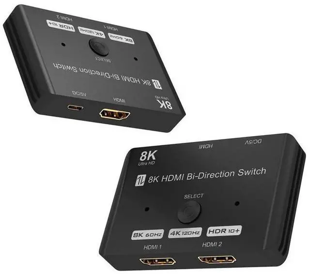Alt view image 7 of 7 - Bi-Directional HDMI 2.1 Switch 8K 2 In 1 Out / 1 In 2 Out Splitter, 48Gbps Bandwidth Support 8K@60Hz, 4K@120Hz, HDCP2.3, ARC, VRR, Compatible with PS5 Xbox Series X Blu-ray Player 8K TV Monitor Projec