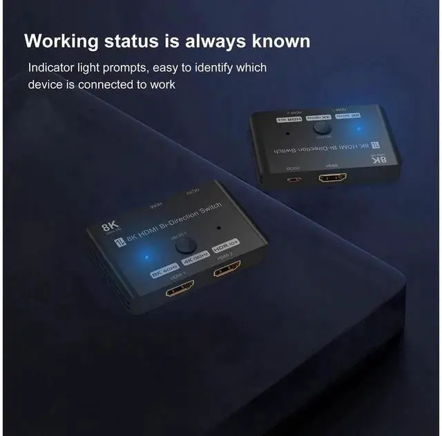Alt view image 4 of 7 - Bi-Directional HDMI 2.1 Switch 8K 2 In 1 Out / 1 In 2 Out Splitter, 48Gbps Bandwidth Support 8K@60Hz, 4K@120Hz, HDCP2.3, ARC, VRR, Compatible with PS5 Xbox Series X Blu-ray Player 8K TV Monitor Projec