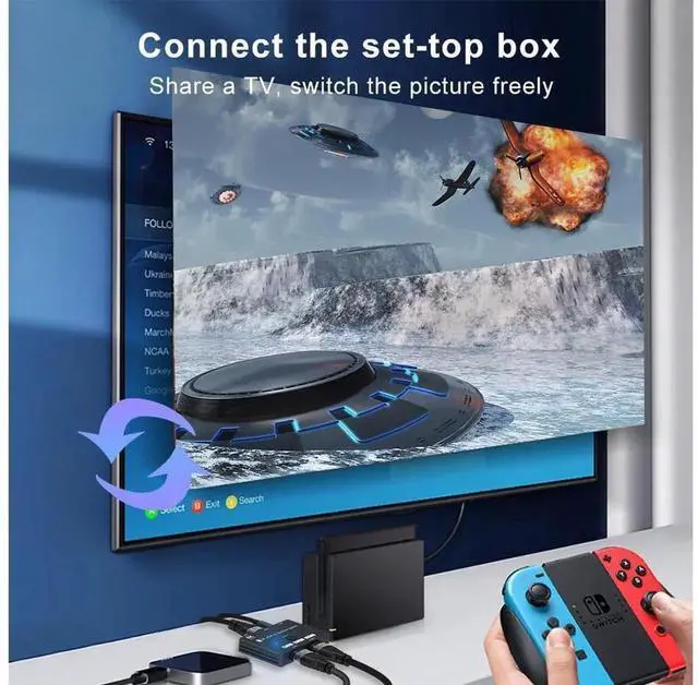 Alt view image 6 of 7 - Bi-Directional HDMI 2.1 Switch 8K 2 In 1 Out / 1 In 2 Out Splitter, 48Gbps Bandwidth Support 8K@60Hz, 4K@120Hz, HDCP2.3, ARC, VRR, Compatible with PS5 Xbox Series X Blu-ray Player 8K TV Monitor Projec