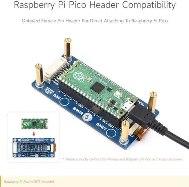 Alt view image 5 of 5 - 2.9 Inch E-Paper E-Ink Display Module (B Version) 296×128 Resolution Tri-Color Red Black White Low Power Screen Panel, SPI Interface Compatible with Raspberry Pi Pico for DIY Electronic Projects