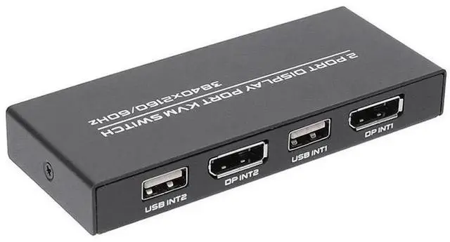 Main image of 2 Port DisplayPort KVM Switch 4K@60Hz 2 In 1 Out DP USB KVM Switcher with Wired Remote Controller, Allow 2 PCs Share One Monitor, Keyboard, Mouse and USB Devices Like Printer