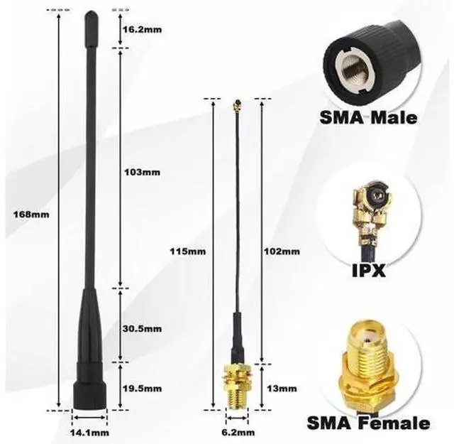 Alt view image 2 of 5 - 2 Sets 10dBi 915MHz LoRa Soft Whip Omni Antenna Kit, 7 Inch SMA Male Long Range Meshtastic Antennas with MHF1 Extension Adapter Cables, Kaunosta RF Antenna for Meshtastic Nodes LoRaWAN IoT Modules