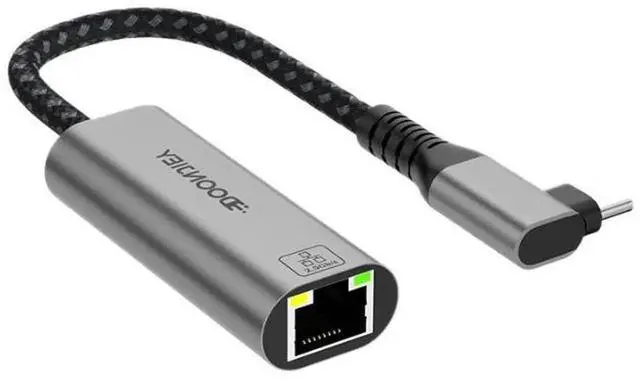 Main image of Aluminum Alloy Right Angle USB-C to RJ45 Ethernet Adapter, 2.5G/10G High Speed LAN Network Card with 3 USB 3.0 Ports, Plug and Play External Wired Network Converter for MacBook Laptops PCs