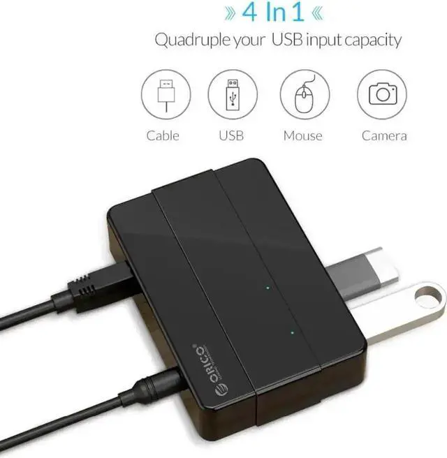 Alt view image 3 of 5 - H4928-U3 4-Port USB 3.0 Hub High Speed Expansion Splitter Plug and Play Compatible with Windows XP Vista 7 8 10 Linux and Mac OS System