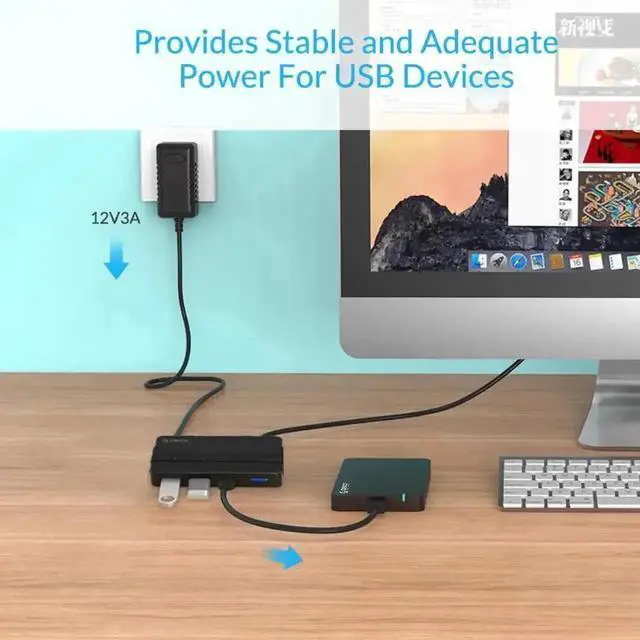 Alt view image 5 of 5 - H4928-U3 4-Port USB 3.0 Hub High Speed Expansion Splitter Plug and Play Compatible with Windows XP Vista 7 8 10 Linux and Mac OS System