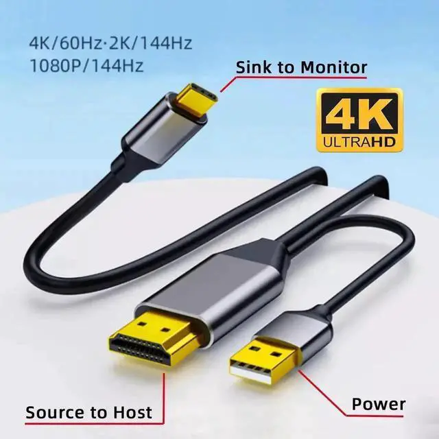 Alt view image 3 of 7 - 1.8M Reversible HDMI to USB-C Cable HDMI 1.4 Standard 4K Video Transmission Cord, Unidirectional HDMI Source to USB 3.1 Type-C Male Adapter Wire for Laptops Monitors Portable HD Displays