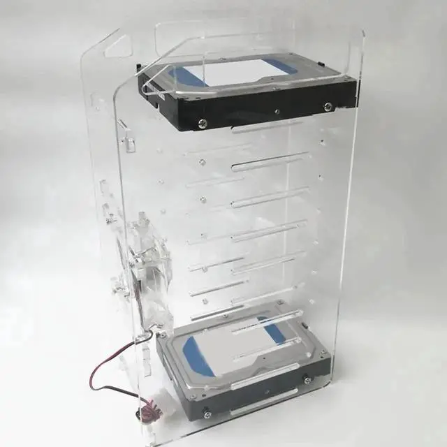 Alt view image 3 of 5 - 10 Layers Transparent Acrylic 3.5 Inch Hard Drive Cage DIY Assembly HDD Mounting Bracket Storage Tray Frame for 3.5in Mechanical Hard Disk Installation