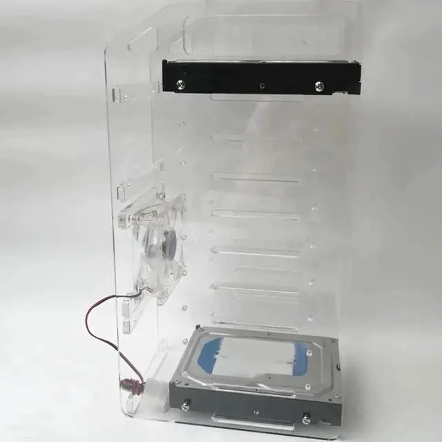 Alt view image 4 of 5 - 10 Layers Transparent Acrylic 3.5 Inch Hard Drive Cage DIY Assembly HDD Mounting Bracket Storage Tray Frame for 3.5in Mechanical Hard Disk Installation