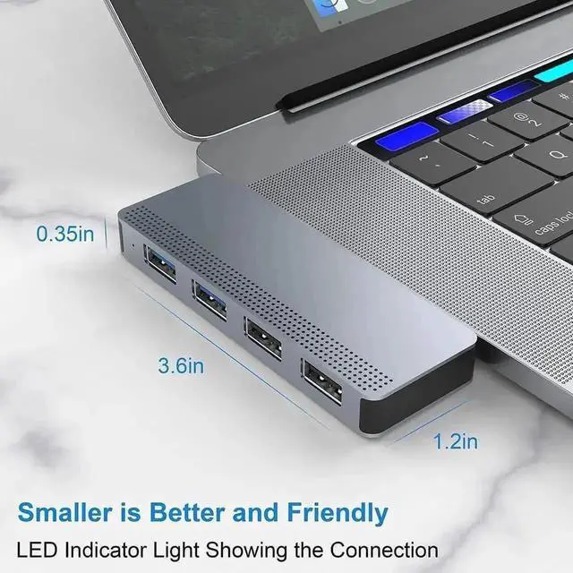 Alt view image 3 of 6 - 4 in 2 Dual USB C Hub Adapter for MacBook Pro 2016-2020 MacBook Air 2018-2020, Type-C Splitter with 2 USB 3.0 High Speed Ports and 2 USB 2.0 Ports Plug and Play Expansion Dock