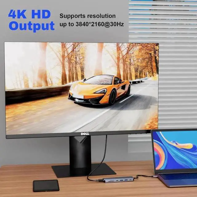 Alt view image 7 of 7 - 7 in 1 USB C Docking Station Supports Dual Monitor Display for Windows Laptops, Multiport Adapter with 4K HDMI, 2 USB 3.0, 100W PD Charging, USB-C Data Port, SD TF Card Reader for MacBook Pro Air PCs