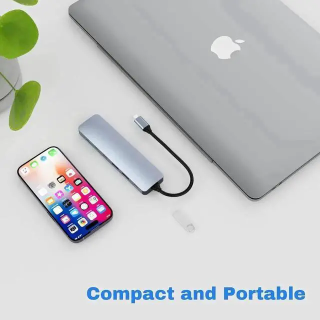 Alt view image 6 of 7 - 7 in 1 USB C Docking Station Supports Dual Monitor Display for Windows Laptops, Multiport Adapter with 4K HDMI, 2 USB 3.0, 100W PD Charging, USB-C Data Port, SD TF Card Reader for MacBook Pro Air PCs