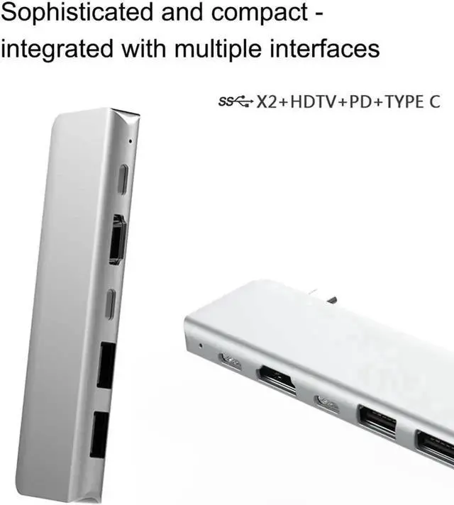 Alt view image 6 of 7 - 5 in 1 Thunderbolt 3 USB C Multiport Hub Adapter for MacBook Pro 13/15/16 Inch Mac Pro, Docking Station with 4K HDMI Output, 2 USB 3.0 Ports and USB-C Pass Through PD Charging