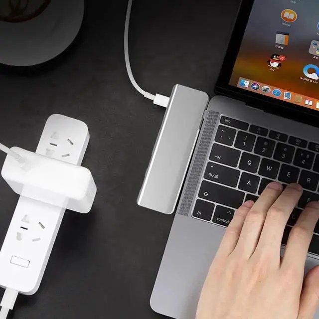 Alt view image 3 of 7 - 5 in 1 Thunderbolt 3 USB C Multiport Hub Adapter for MacBook Pro 13/15/16 Inch Mac Pro, Docking Station with 4K HDMI Output, 2 USB 3.0 Ports and USB-C Pass Through PD Charging