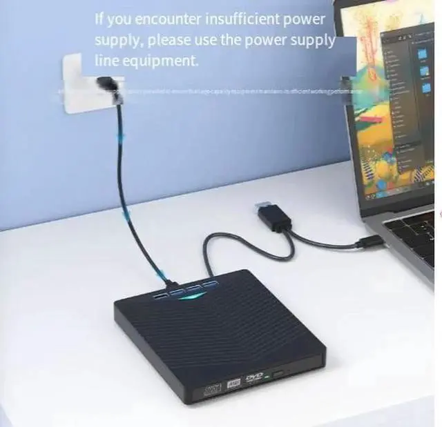 Alt view image 4 of 5 - Portable Multifunctional USB 3.0 External DVD Drive CD DVD Rewriter Burner with USB3.0 Type-C Dual Interface & SD TF Card Reader Slots, Plug and Play Optical Drive for Laptops and Desktop Computers