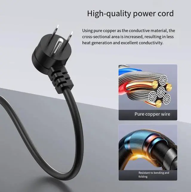 Alt view image 3 of 5 - USA-01 US Standard Power Strip Surge Protector with 3 AC Outlets & 2 USB-A Charging Ports 5V 2.1A, 1.2M All-Copper Extension Cord 1875W 15A Compact Desktop Charging Station for Home and Office Use