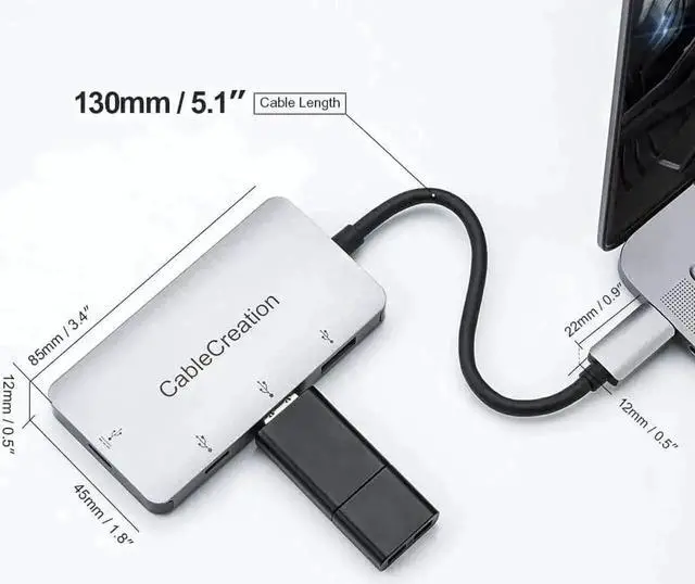 Alt view image 2 of 6 - 8 in 1 USB C Hub Multiport Dongle for Laptop, USB-C Docking Station with 4K HDMI Output, 100W PD Charging, USB 3.0 & USB 2.0 Ports, SD TF Card Reader, RJ45 10/100M Ethernet Port, Compatible with MacBo