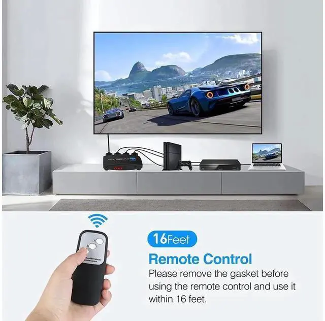 Alt view image 6 of 7 - eokCXOY 3 in 1 Out HDMI 2.1 Switch 8K@60Hz, 3 Port HDMI Auto Selector Switcher with IR Remote, Support 4K@120Hz 1080P@240Hz 1080P@120Hz for PS4 PS5 Fire Stick Game Consoles and HDTV