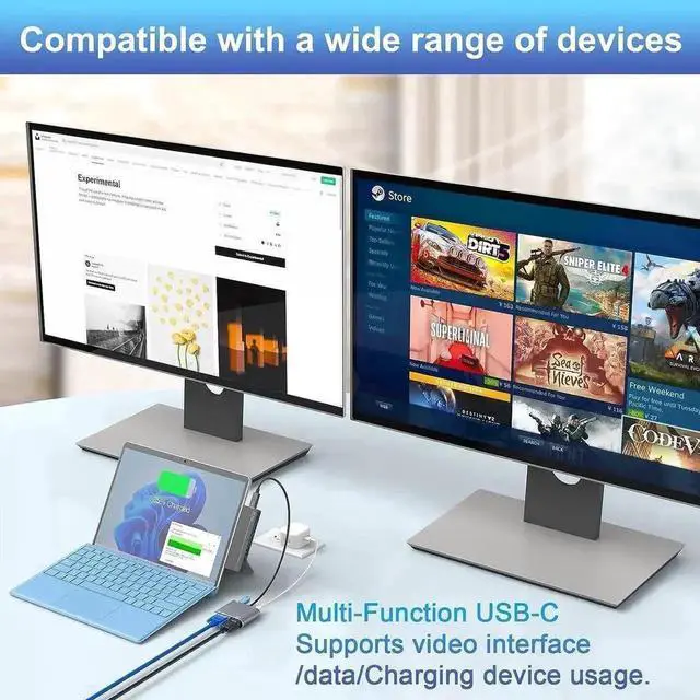 Alt view image 3 of 7 - 8 in 2 Docking Station for Microsoft Surface Pro 9 Pro 8 Pro X, Surface Hub with 4K HDMI, Thunderbolt 4 100W PD Charging, USB-C Data Port, 2 USB 3.0, SD TF Card Reader and 3.5mm Audio Jack
