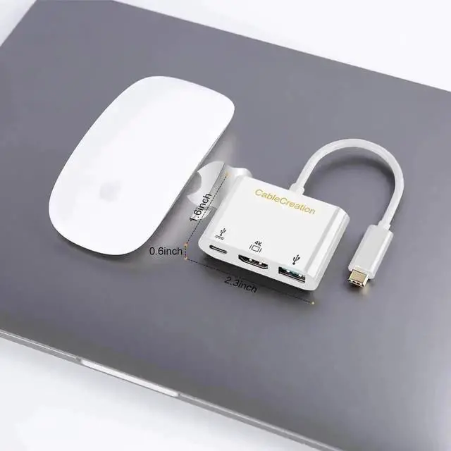 Alt view image 2 of 7 - CableCreation 3 in 1 USB C Multiport Hub Thunderbolt 3 Compatible, Type C Adapter with 4K HDMI Output, USB 3.0 Data Port & 60W PD Pass-Through Charging for MacBook Pro, Dell XPS 13/15, Samsung Galaxy