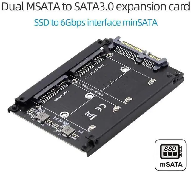 Alt view image 5 of 7 - Dual mSATA Mini-SATA SSD to 2.5 Inch SATA Adapter Enclosure, Support JBOD RAID0 Span Mode Bridge Converter Card, 2 Bay mSATA SSD Combo Housing for Standard 2.5" SATA Drive Bay Installation