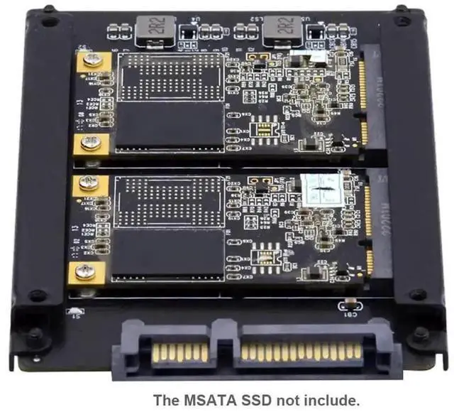Alt view image 3 of 7 - Dual mSATA Mini-SATA SSD to 2.5 Inch SATA Adapter Enclosure, Support JBOD RAID0 Span Mode Bridge Converter Card, 2 Bay mSATA SSD Combo Housing for Standard 2.5" SATA Drive Bay Installation