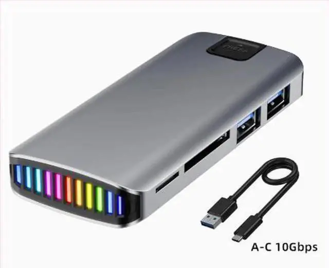 Main image of 4 in 1 M.2 SSD Enclosure with USB Hub Function, NVMe SATA Dual Protocol 10Gbps Type-C M26 External Hard Drive Case Built-in USB 3.0 Ports Multiport Docking Station for Laptop and Desktop PC Storage Ex