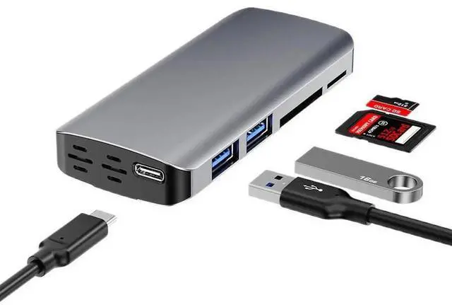 Alt view image 2 of 4 - 4 in 1 M.2 SSD Enclosure with USB Hub Function, NVMe SATA Dual Protocol 10Gbps Type-C M26 External Hard Drive Case Built-in USB 3.0 Ports Multiport Docking Station for Laptop and Desktop PC Storage Ex