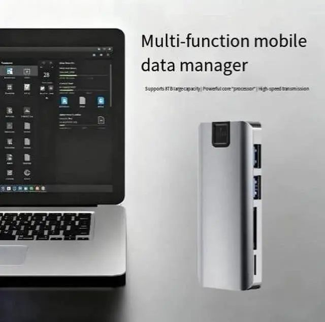 Alt view image 4 of 4 - 4 in 1 M.2 SSD Enclosure with USB Hub Function, NVMe SATA Dual Protocol 10Gbps Type-C M26 External Hard Drive Case Built-in USB 3.0 Ports Multiport Docking Station for Laptop and Desktop PC Storage Ex