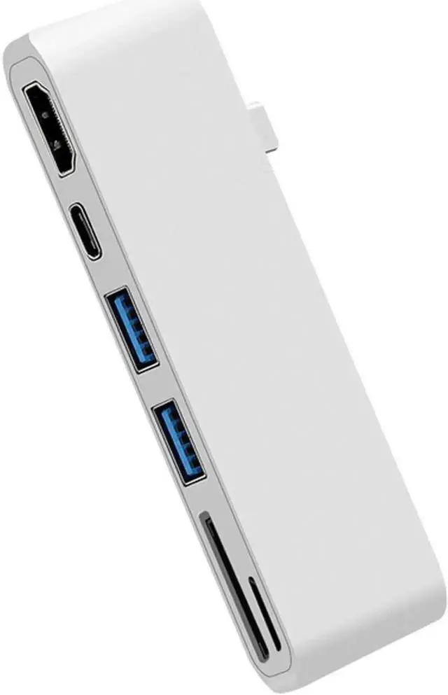 Alt view image 7 of 7 - USB C Type-C Hub, MacBook Adapter, 6-in-1 USB-C Hub with USB-C PD Charging Port, 4K*2K HDMI, 2xUSB 3.0 Ports, SD/MicroSD Card Reader for 2016/2017 MacBook 13" 15"- Silver